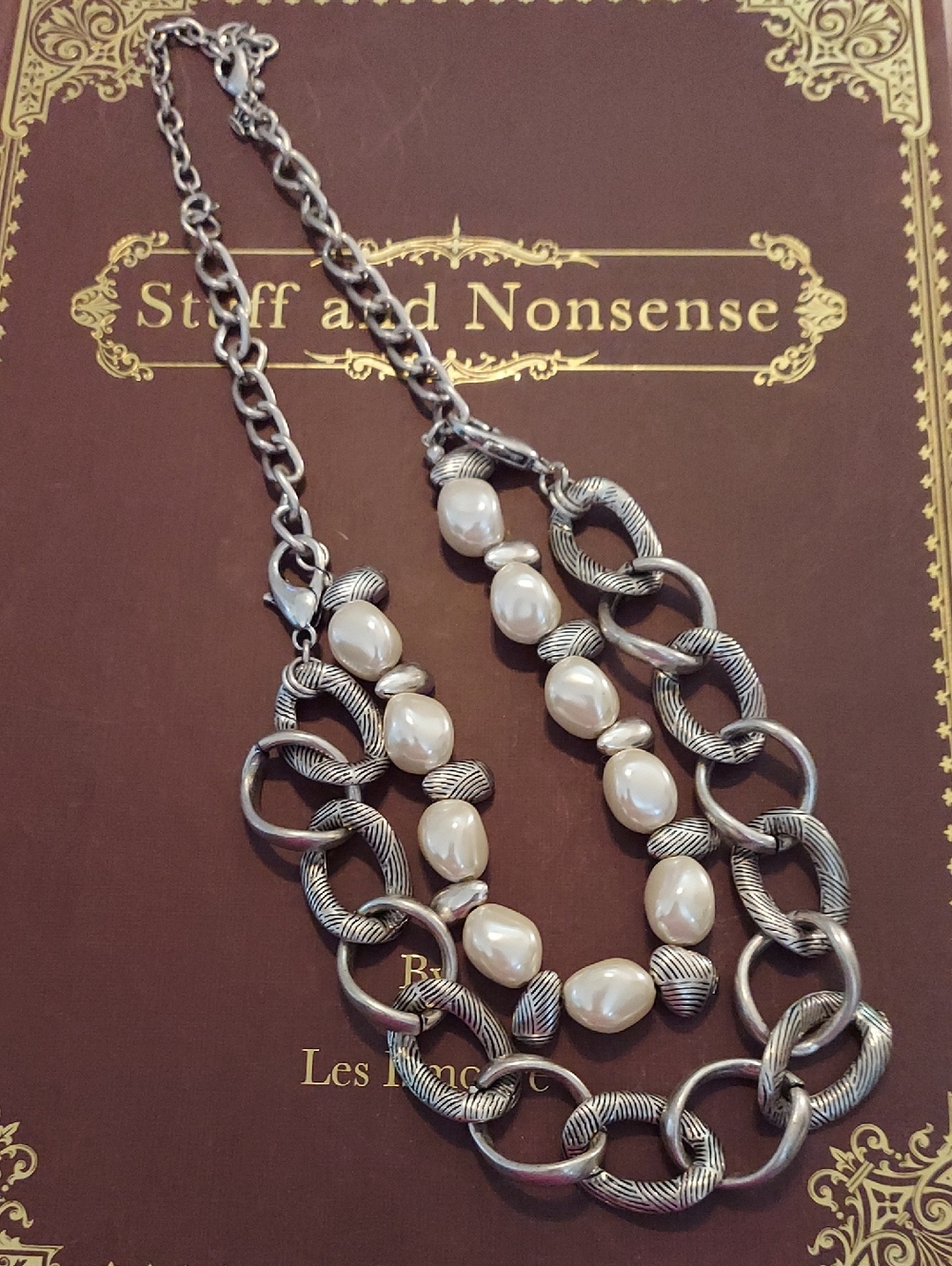 Silver-Tone Pearl Link Statement Necklace - Premier Designs